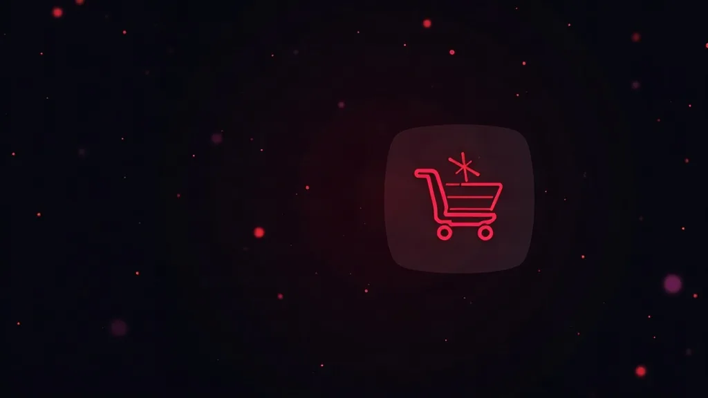Neonska ikona shopping korpe sa zvezdicom na crnoj pozadini - AI personalizacija u e-commerce trgovinama