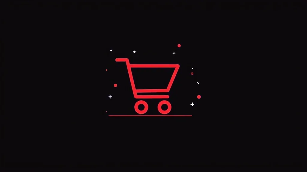 Crvena ikona shopping cart-a na crnoj pozadini za e-commerce vodič