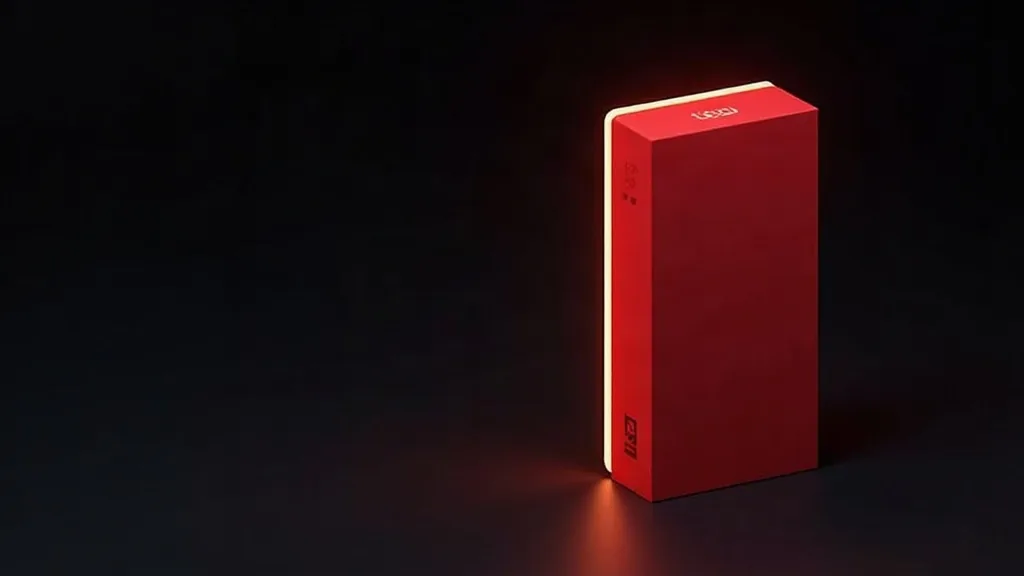 Crvena minimalistička kutija sa neonom na crnoj pozadini, moderna 3D ilustracija za web dizajn
