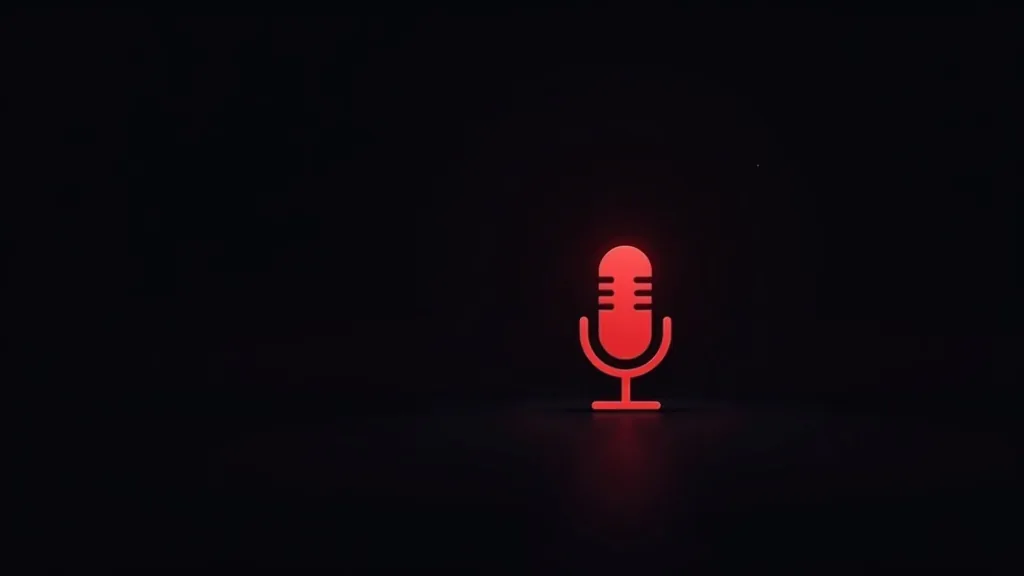 Crveni neon mikrofon na crnoj pozadini - voice search AI tehnologija ikonaa