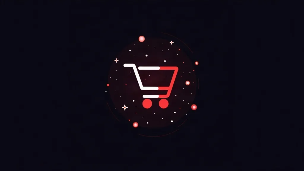 Neonska ikona šoping korpe sa zvezdama na tamnoj pozadini - e-commerce i web aplikacije
