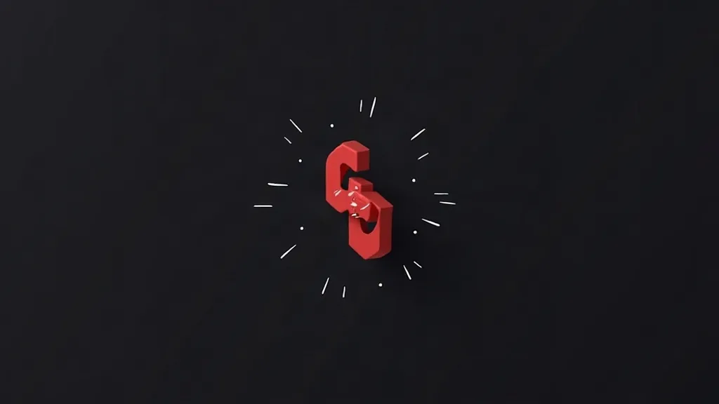 Crveni 3D simbol pitanja sa rotirajućim linijama na crnoj pozadini, ilustracija neizvesnosti