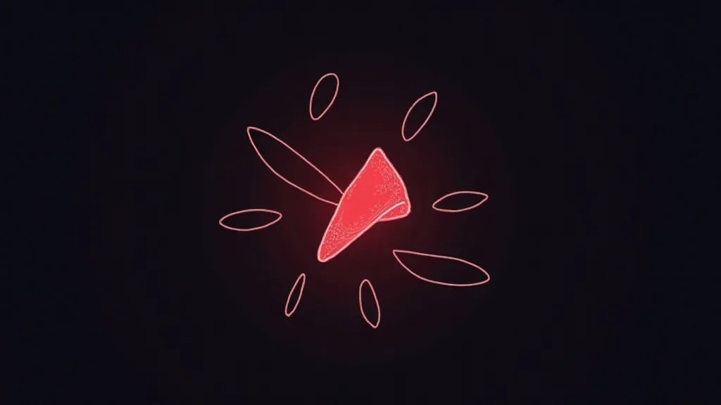 Neonska ilustracija crvenog mesa sa dekorativnim elementima na crnoj pozadini